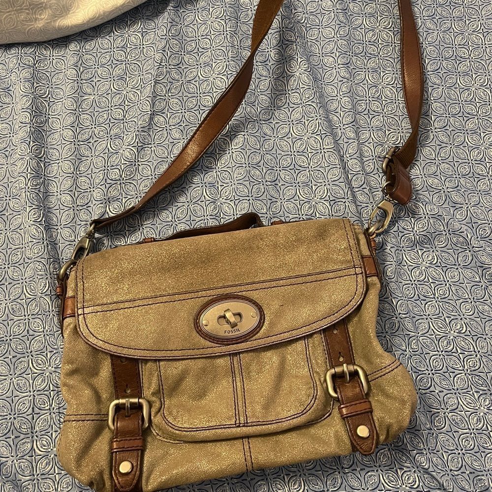 fossil glittery satchel